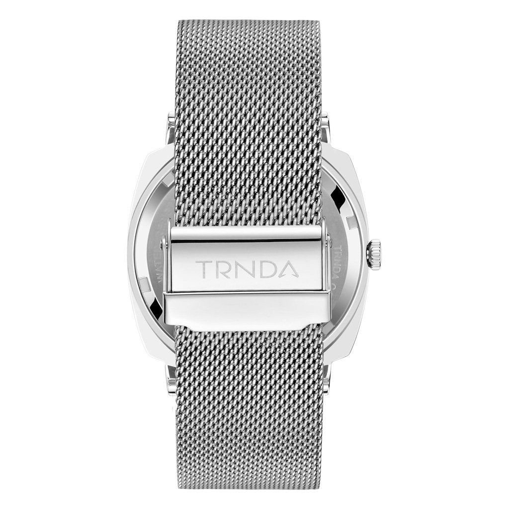 Trnda Men's Stainless Steel Watch, Blue Dial | Trn-Sq45-Sl